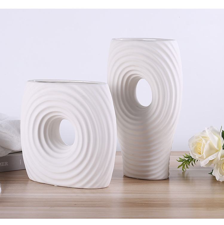 2025 New Nordic modern and simple white ceramic vase decoration, home living room model room flower arrangement, artificial flower table decoration, home decoration art, new Chinese style good items pic 10
