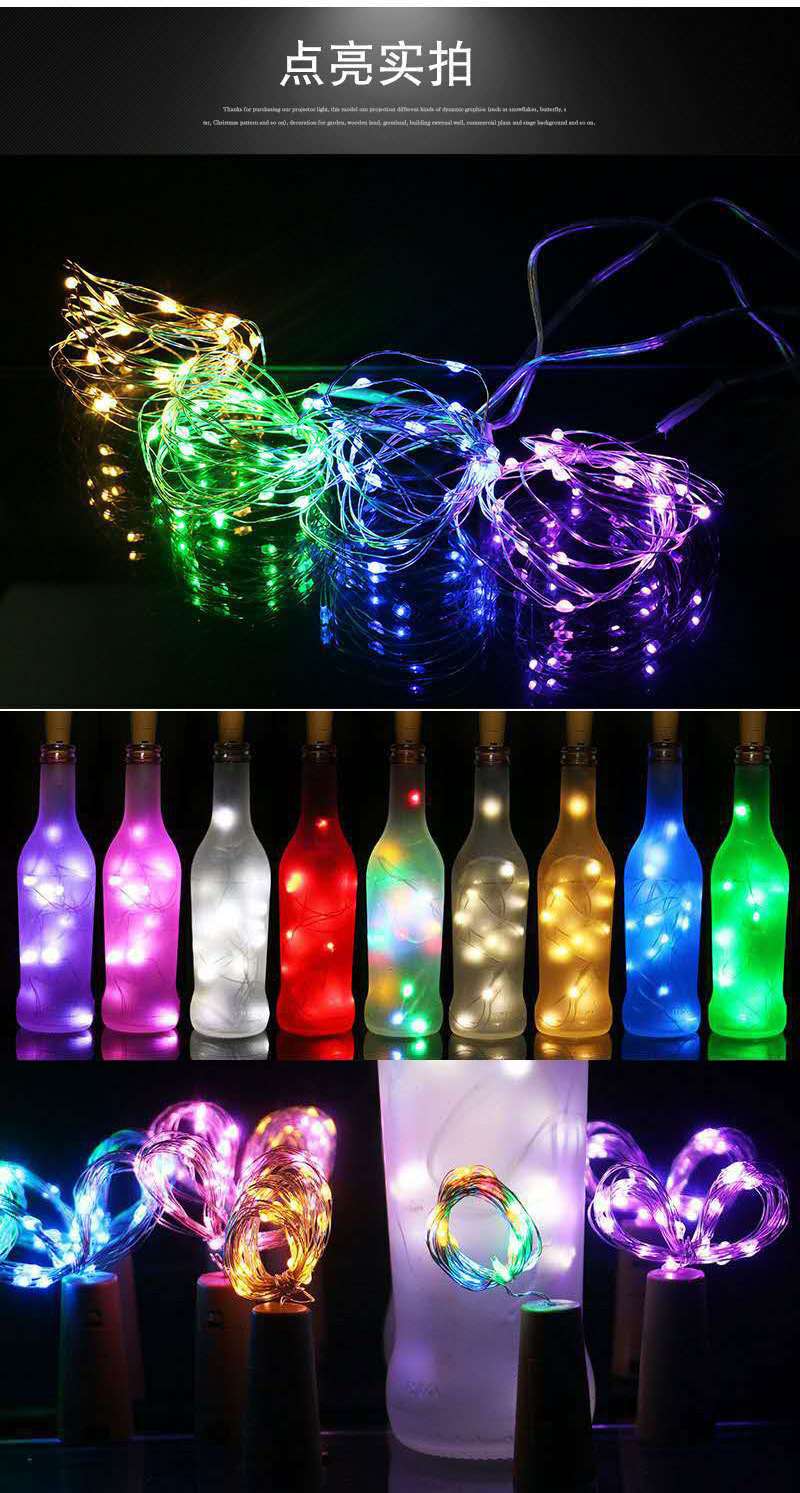 New solar bottle stopper light string with 10 or 20 lights, waterproof Christmas led copper wire light, wine bottle stopper decorative light string pic 10