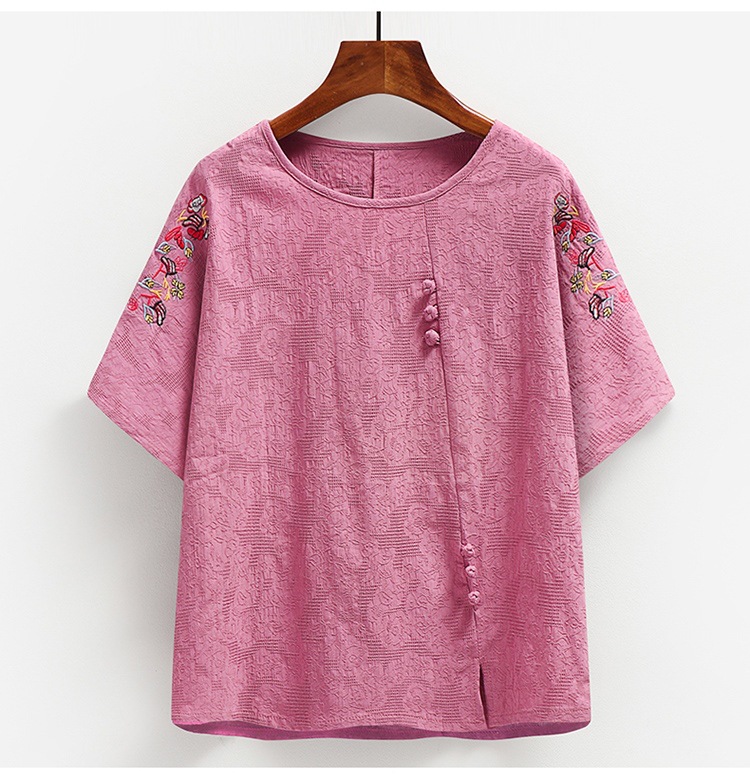 Summer clothing sets for middle-aged and elderly people, cotton and linen, short-sleeved for grandmothers and mothers, summer pure cotton T-shirts, clothes for the elderly and grandmothers pic 18