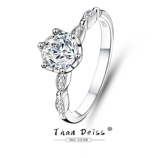 莫桑石戒指2克拉D色求婚钻戒批发欧美时尚S925银经典六爪气质戒指详情5