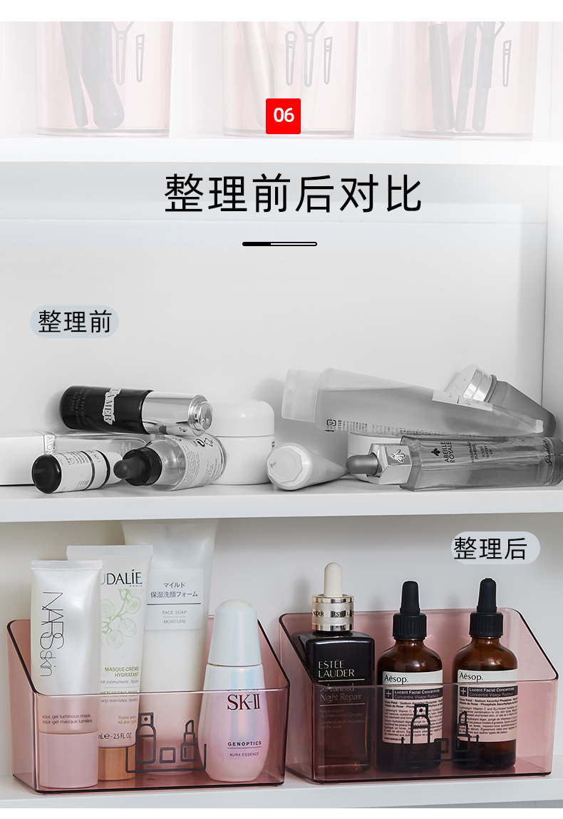 Teenage girl transparent mirror cabinet storage box, desktop cosmetics, jewelry, lipstick classification and organization box, makeup brush storage box pic 6