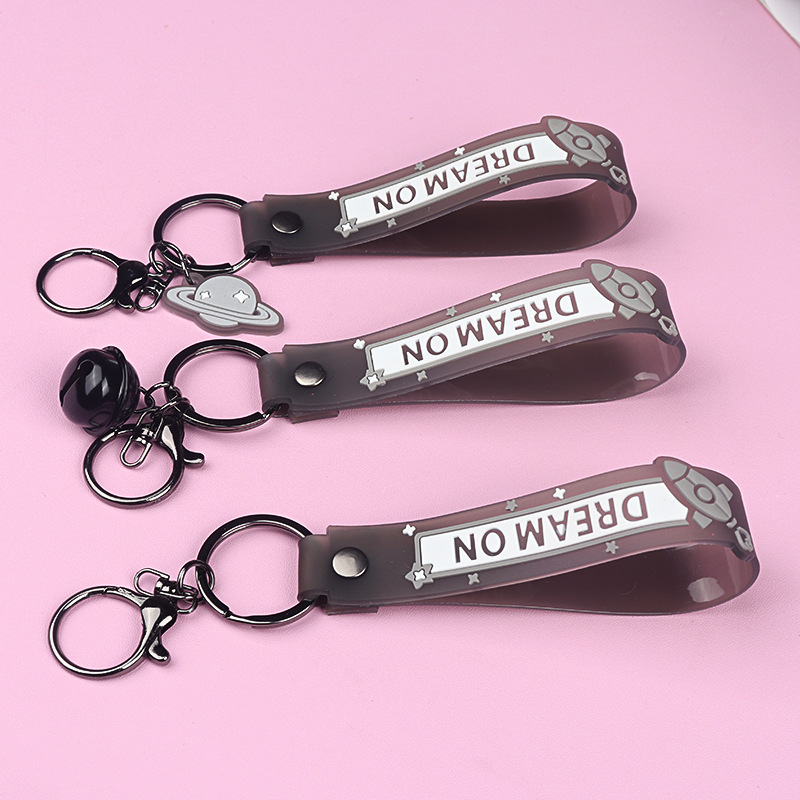 Transparent PVC soft rubber rope sand bottle keychain, girlish heart schoolbag hanging accessory, small gift hanging piece, keychain pic 3