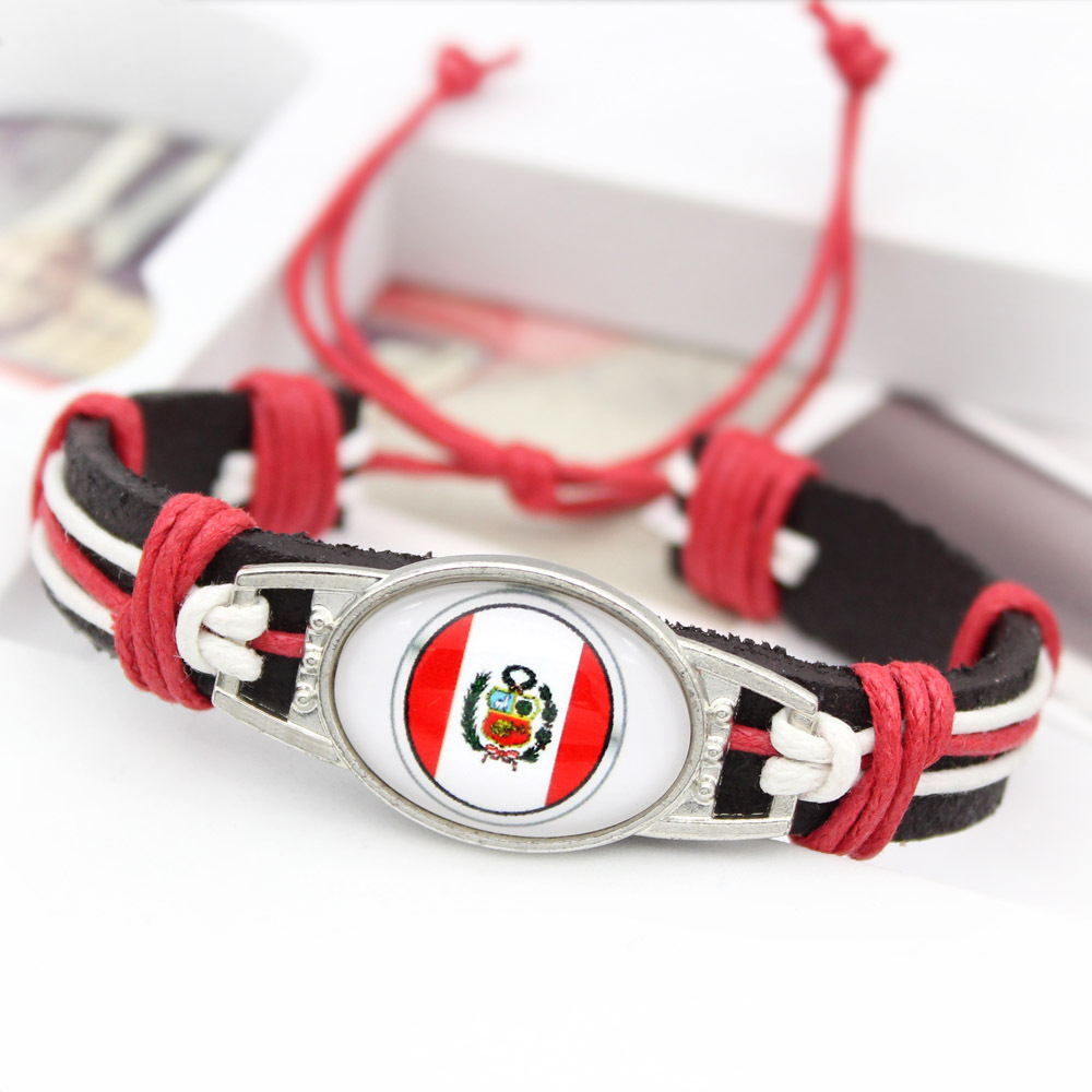 摩洛哥世界各国国旗手链 世界杯复古牛皮绳编织手链批发详情10