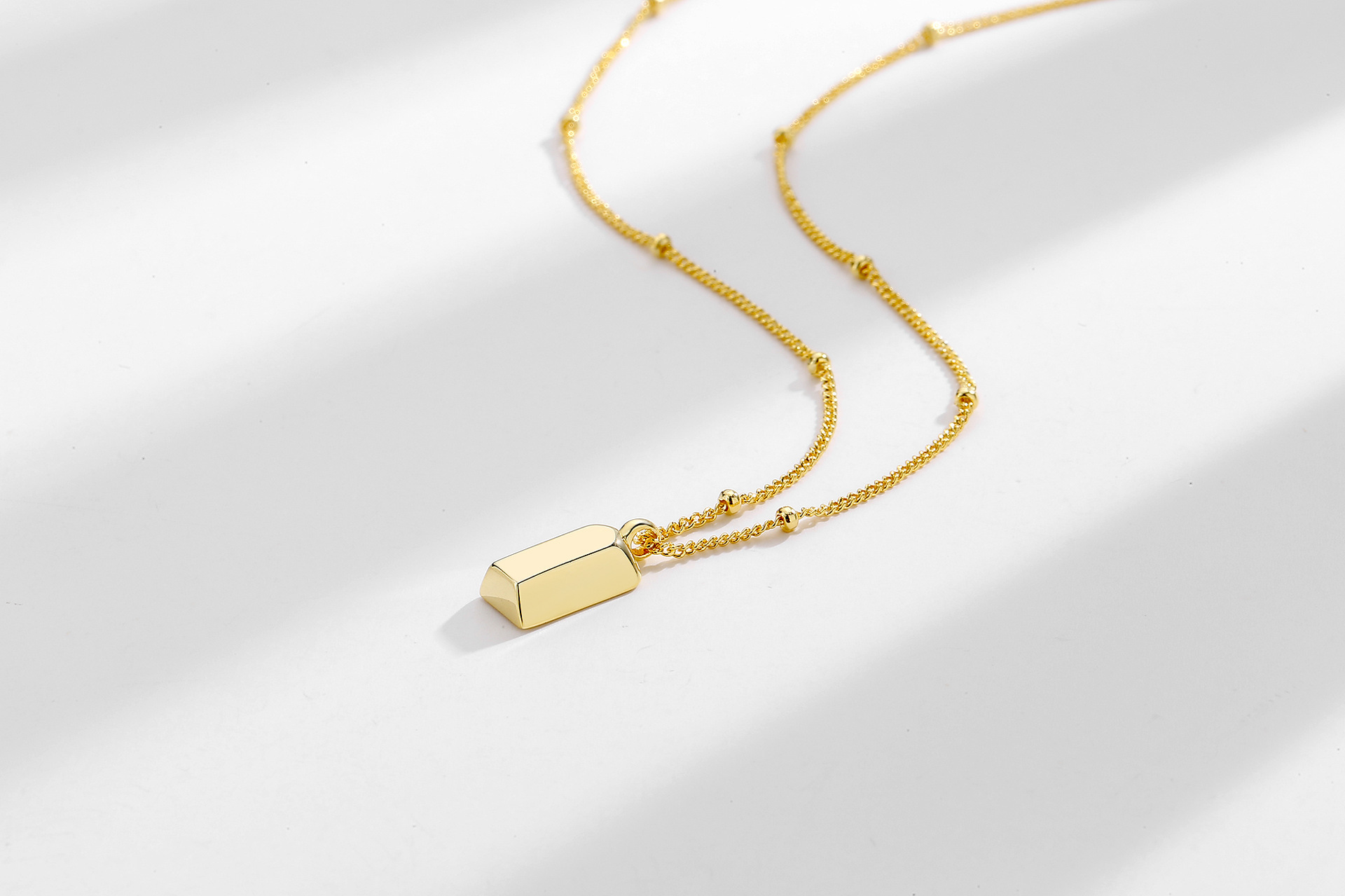 S925 sterling silver Instant Wealth Small gold Bar necklace for women, new light luxury, niche and versatile collarbone chain, wealth-attracting small gold brick pendant pic 56