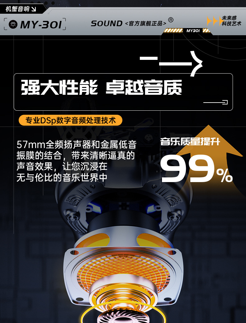 Jixie Wireless Bluetooth speaker, small subwoofer combination, mechanical RGB light, decorative item, mecha-style TWS connected speaker pic 16