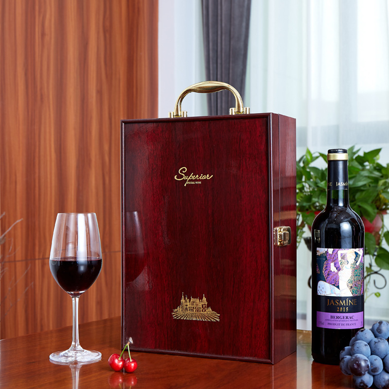 单支木制红酒盒单瓶红酒包装盒新皮盒新款葡萄酒红酒双瓶两瓶酒盒详情11
