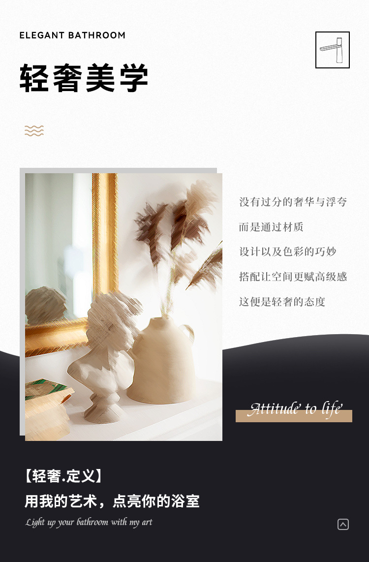 白色面盆水龙头卫生间个性创意浴室枪灰色冷热洗手台上盆龙头黄铜详情4