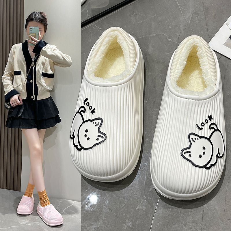 跨境批发现货棉拖鞋女秋冬季家居室内保暖厚底冬天防水毛绒棉鞋男详情4