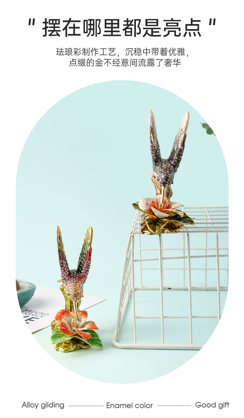 Desktop decorative items, enamel tree stump, eagle light, hand-painted zinc alloy metal handicraft jewelry box manufacturer wholesale pic 4