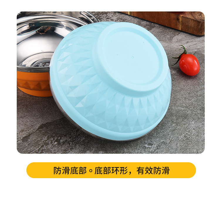 Large-capacity 304 stainless steel bowl, student Nordic colorful bowl, double-layer heat-insulating soup bowl, household cafeteria rice bowl and soup basin pic 20