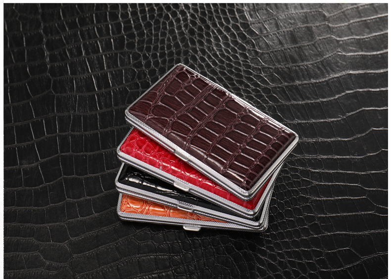 新款5.5mm细支加长烟盒20支装时尚金属皮革超薄翻盖源头厂家批发详情13