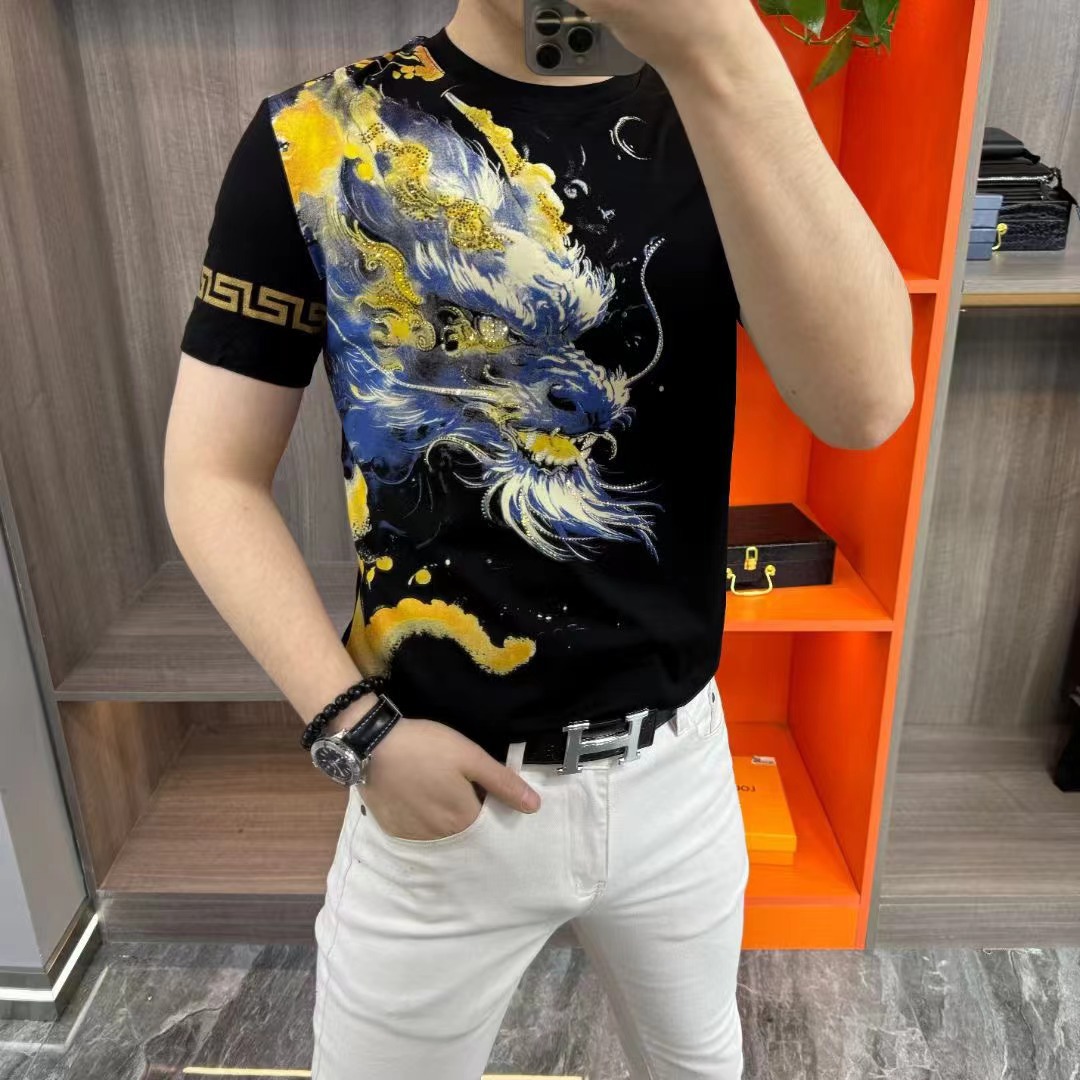 68160潮流时尚欧货男士夏季短袖圆领t恤个性老虎印图弹力舒适透气详情3