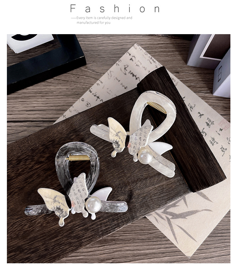 新款发饰抓夹云朵仿古风亚克力材质大号后脑盘发夹一字款头饰发卡详情8