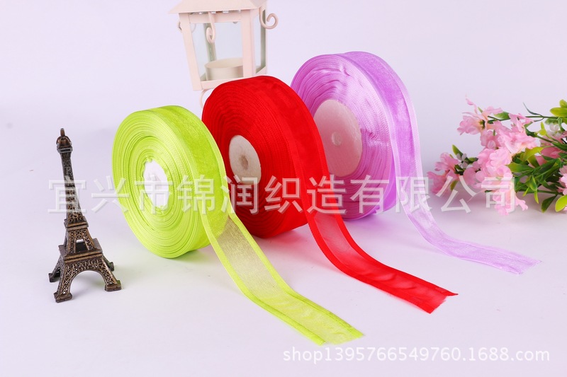 Hair accessory ribbon wide edge gauze ribbon and wide snow gauze ribbon 8 minutes 2.5cm wide edge snow gauze ribbon pic 7