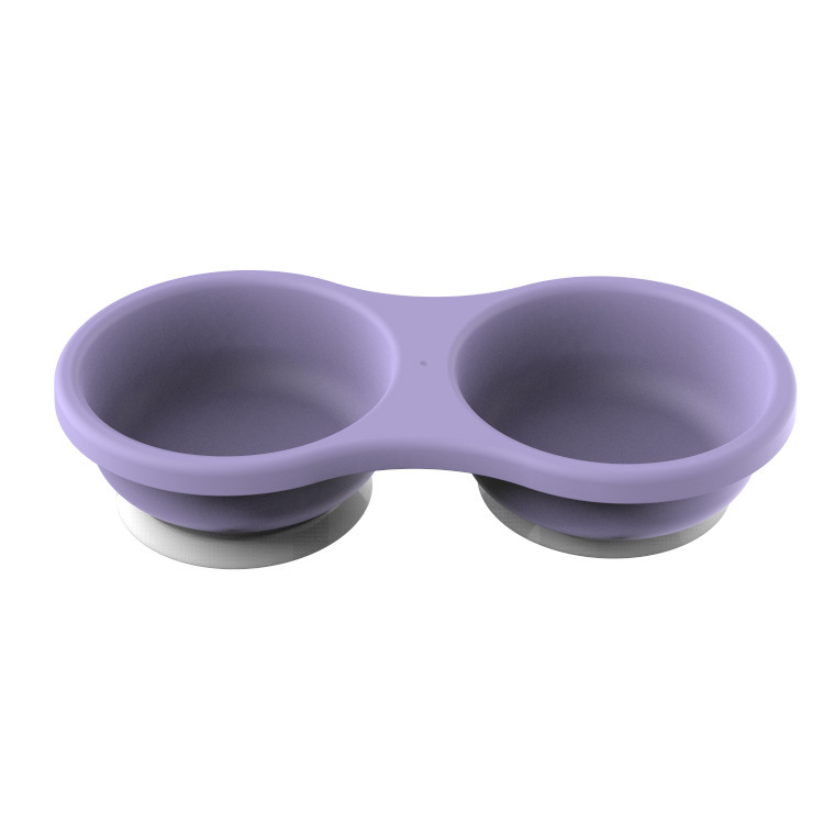 New plastic pp material suction cup pet double-bowl, cat bowl, dog bowl, pet food set with suction cups at the bottom pic 1