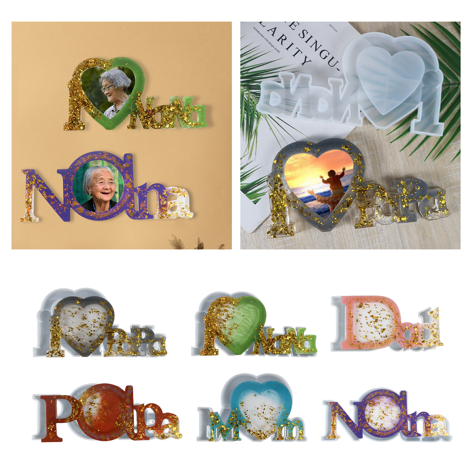 diy滴胶模具家庭成员family立体相框硅胶模具跨境专供详情1