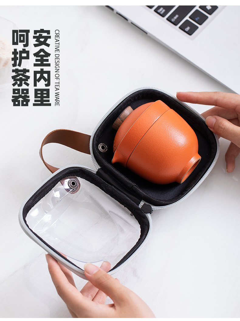 Travel tea set, quick guest cup, one pot, three cups, portable covered bowl, small set, outdoor kung fu set, tea brewing advertising gift pic 4