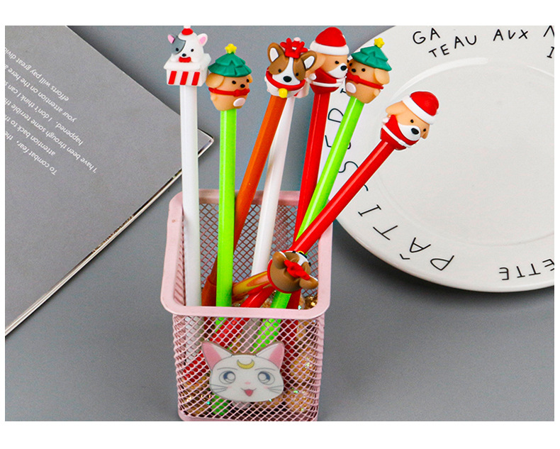 Dibujos animados silicona cabeza perro pluma neutral aprendizaje lindo artículos de papelería oficina aprendizaje firma pluma fábrica venta directa pic 8