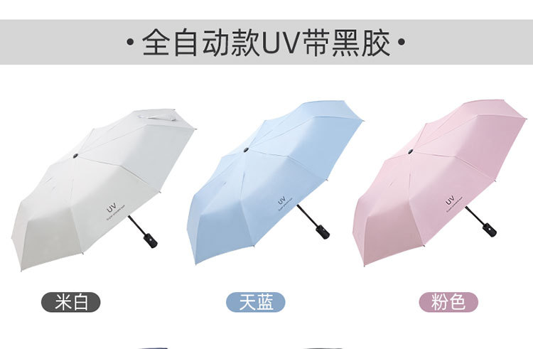 Umbrella advertisement, logo printed on the umbrella, three-fold thick black rubber, fully automatic sun protection umbrella, all-weather umbrella, folding sunshade umbrella pic 15