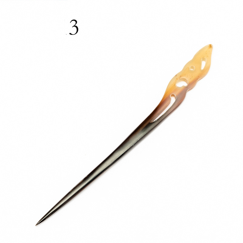 经典牛角发叉发饰 天然女式黄牛角发簪 手工打磨牛角簪子厂家直销详情25