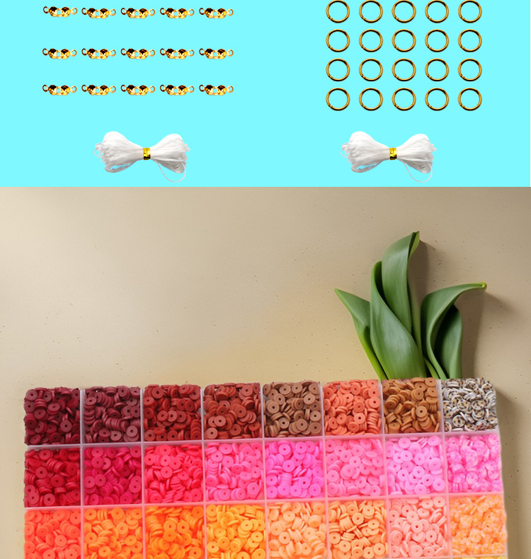 软陶片串珠单色6mm 饰品制作DIY手链项链饰品配件32格软陶片盒装详情6