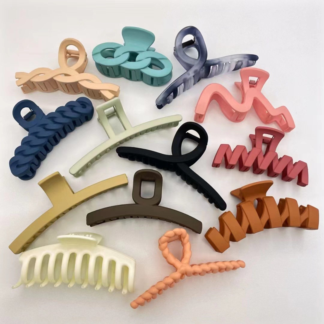 黑色橡皮漆磨砂抓夹 高级感MIN高马尾鲨鱼夹发饰后脑勺女发夹头饰详情9