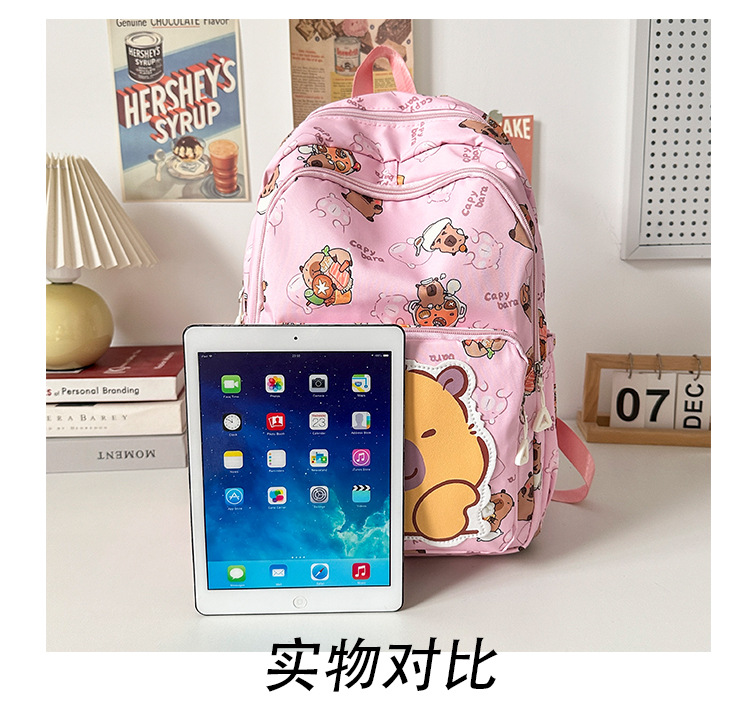 可爱印花卡通大容量卡皮巴拉书包时尚男孩女童学生轻便百搭双肩包详情13