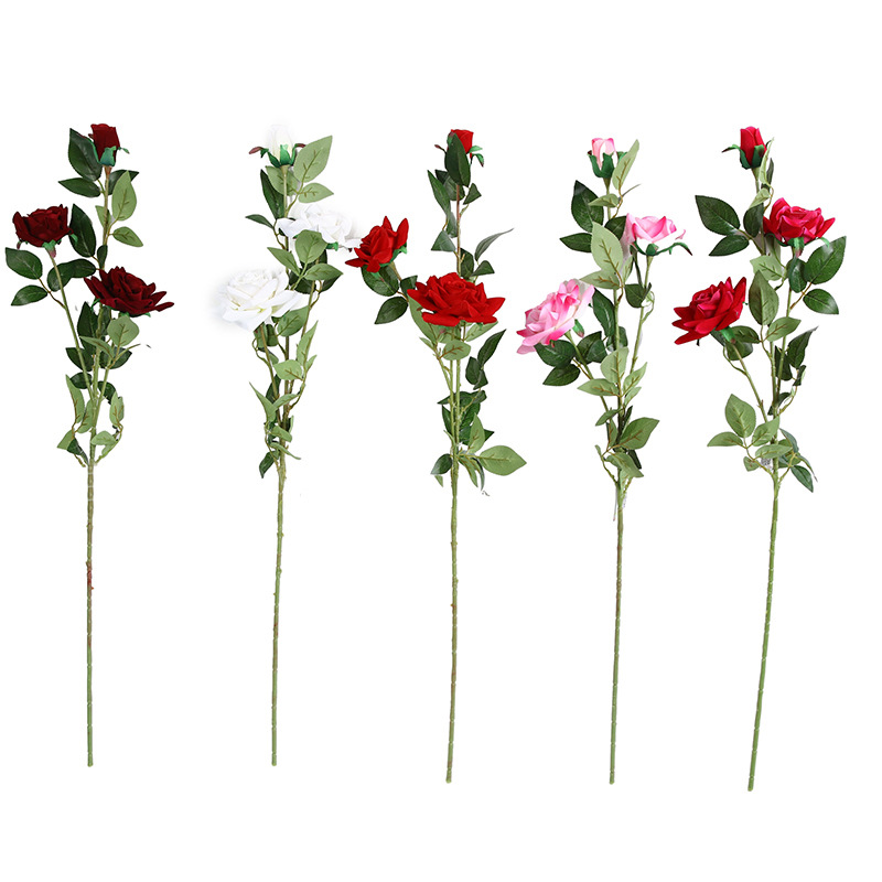 Wholesale of high-end, light luxury faux velvet rose artificial flowers, wedding flowers, home outdoor landscaping decorative items, and floral art pic 12