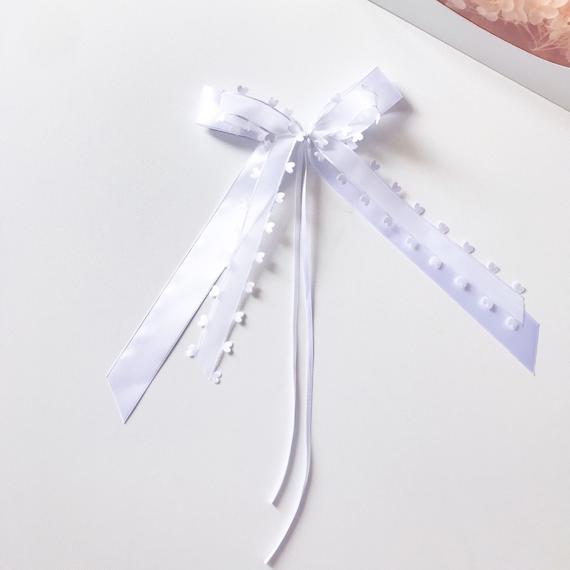 Direct sales from an export-oriented supplier: 2.5cm satin heart-shaped gauze ribbon tied with a bow wedding bag accessory pic 2