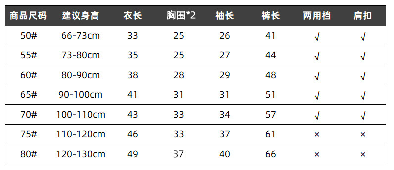 尺码表