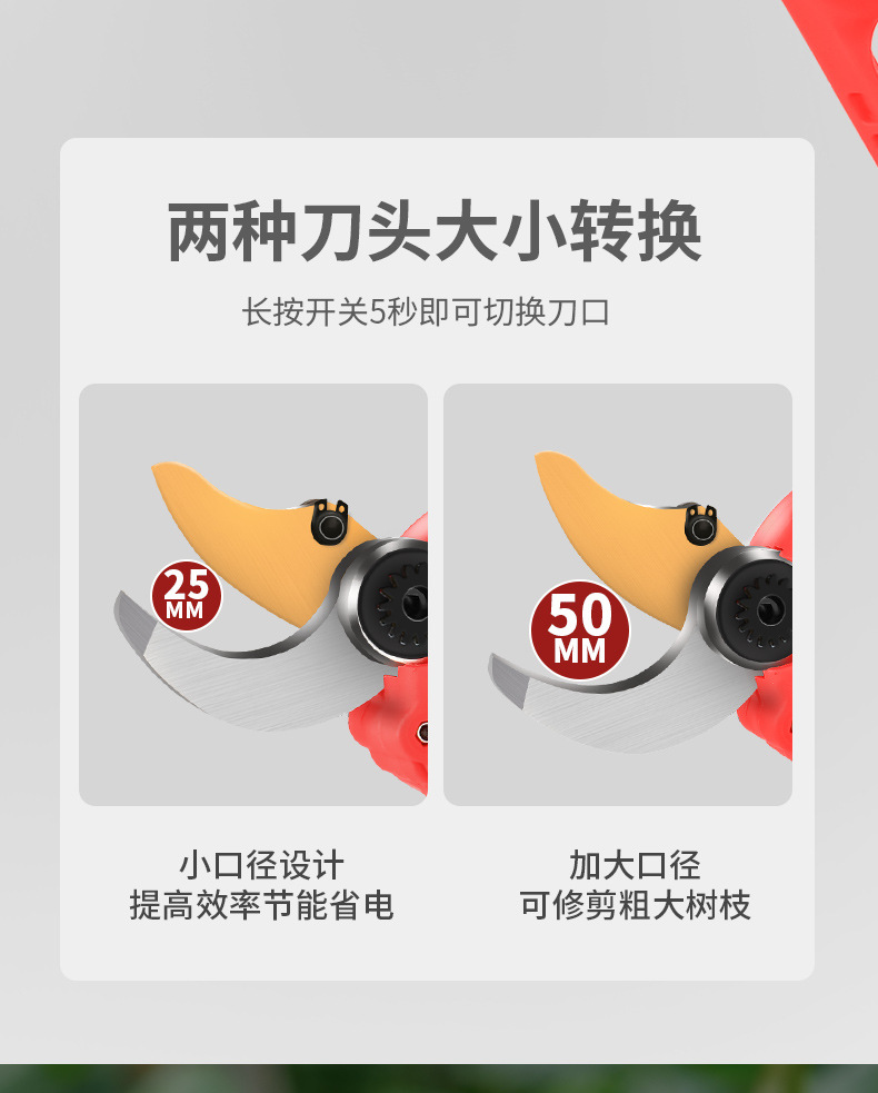 德国锂电电动剪刀果树修枝剪充电式强力园林手持电剪刀树枝电剪子详情5