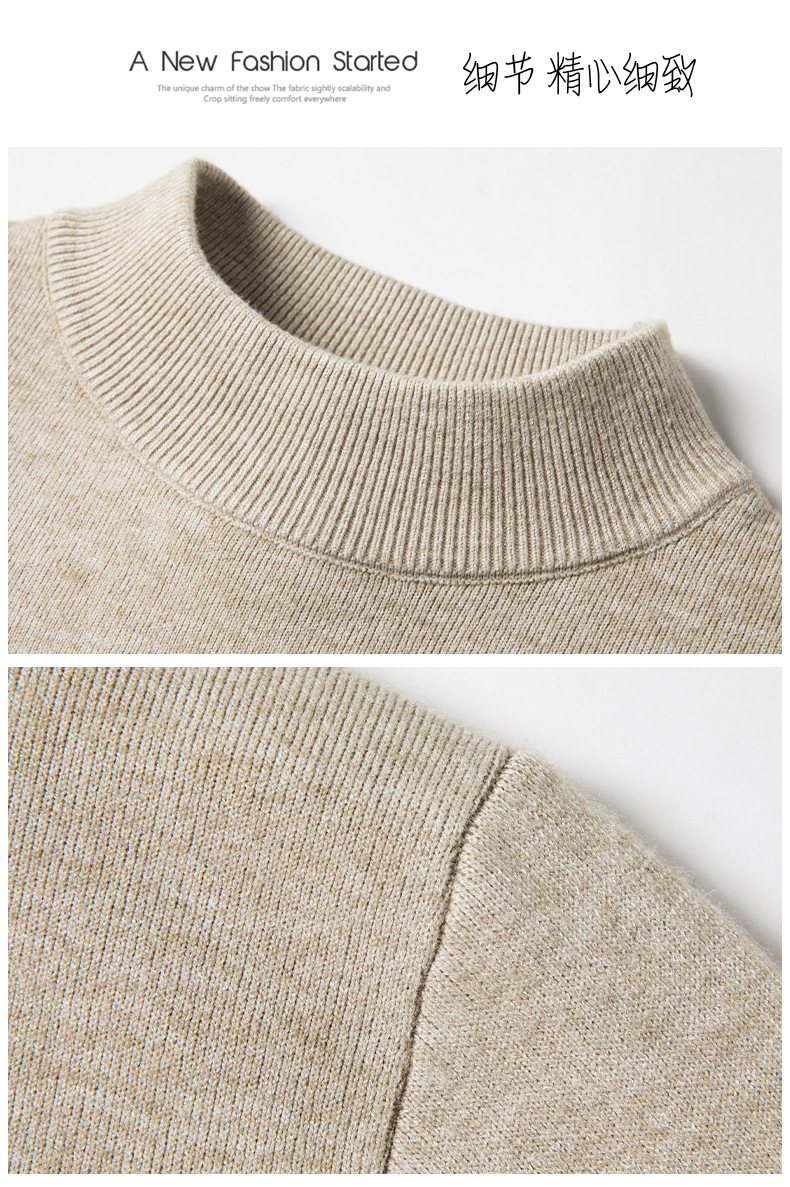 Imitación cashmere otoño invierno hombre suéter de cuello medio alto hombre joven slim legging jersey hombre pic 21