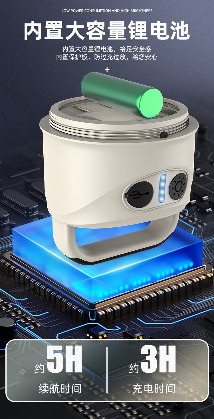 义乌闪电鹰跨境新品强光手电筒可充电多功能超亮手提探照灯露营灯详情30