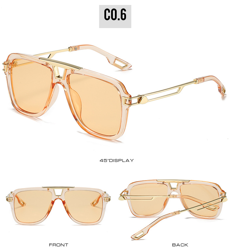 2022 New style European and American sunglasses, artistic square frame crossbeam sunshade, sun protection, perforated metal leg sunglasses for women pic 11