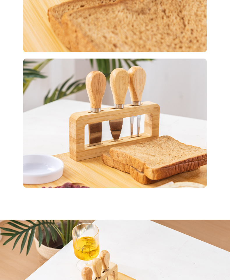 竹木芝士板套装带抽屉奶酪披萨板面包点心西餐盘木质菜板圆形砧板详情6