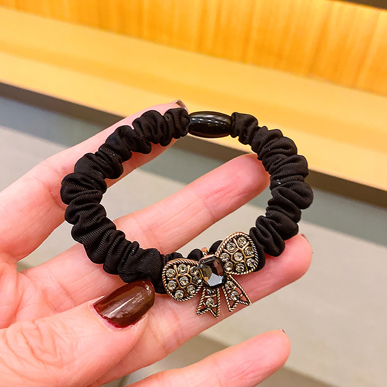 合金水钻头绳发圈 韩版高级复古头发绳小肠圈皮筋女饰品发饰批发详情17