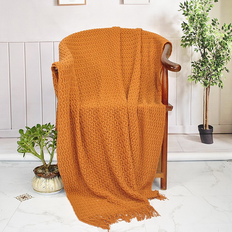Knitted sofa blanket, Bohemian Nordic style office tassel nap blanket, knee blanket, homestay bed end blanket pic 10