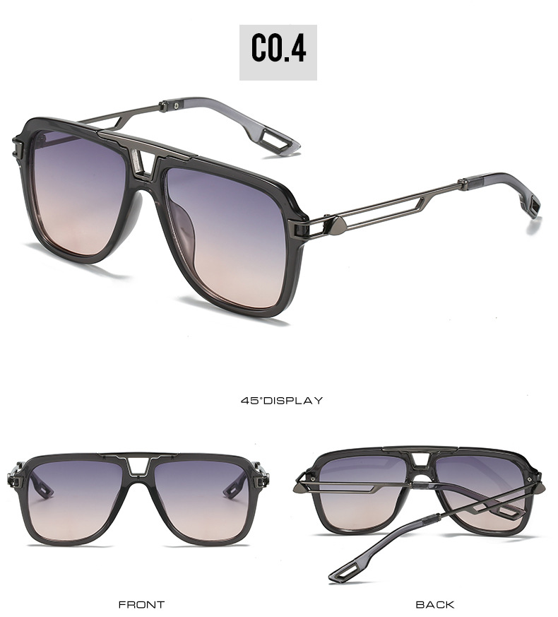 2022 New style European and American sunglasses, artistic square frame crossbeam sunshade, sun protection, perforated metal leg sunglasses for women pic 9