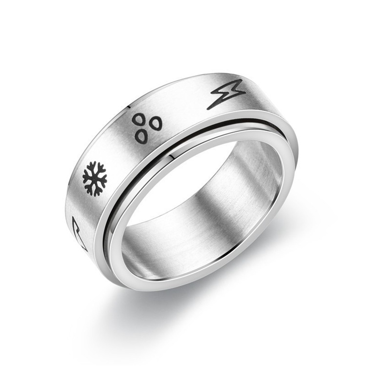 Cross-border Amazon bestseller titanium steel rotating ring, star and moon stress-relieving and anti-anxiety ring, European and American accessories/Chinese trend products pic 43