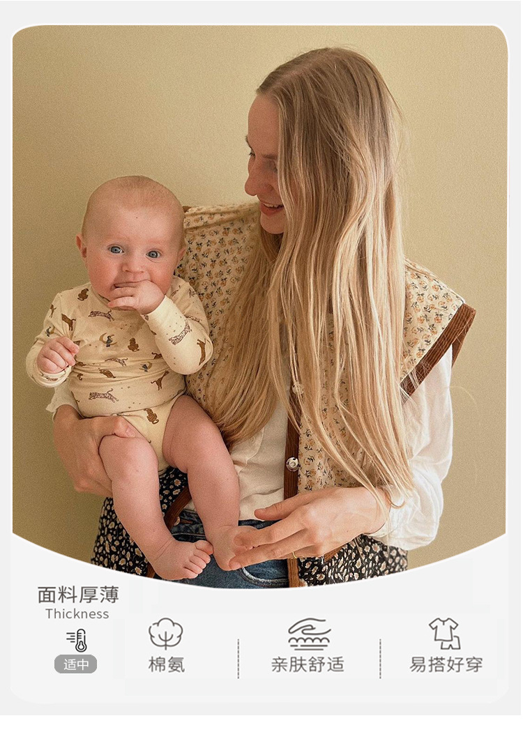 Pure cotton baby crawling clothes for boys and girls, spring and autumn printed side-opening long-sleeved one-piece triangular pouch for newborns pic 7