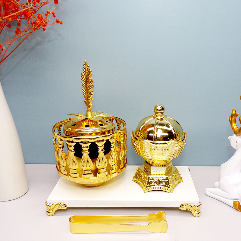 New golden creative incense burner with Middle Eastern style from a manufacturer, fashionable handicrafts and decorative items pic 8