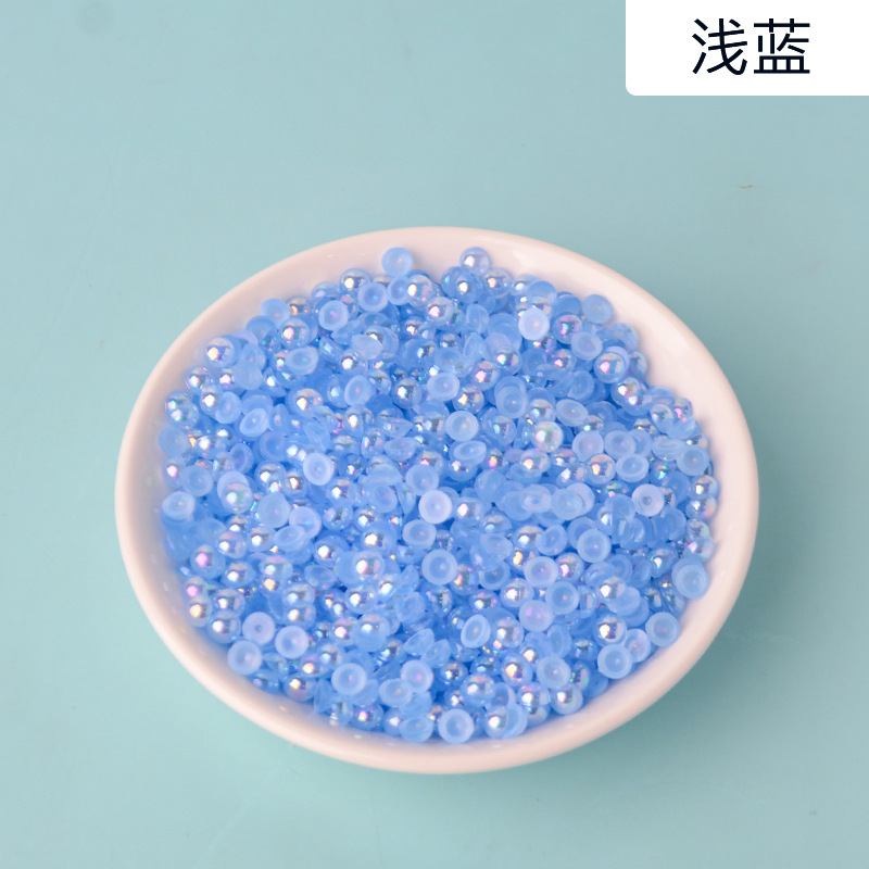 AB semi-circular pearl acrylic transparent AB color semi-circular imitation pearl diy nail art AB accessory flat-bottomed pearl pic 10