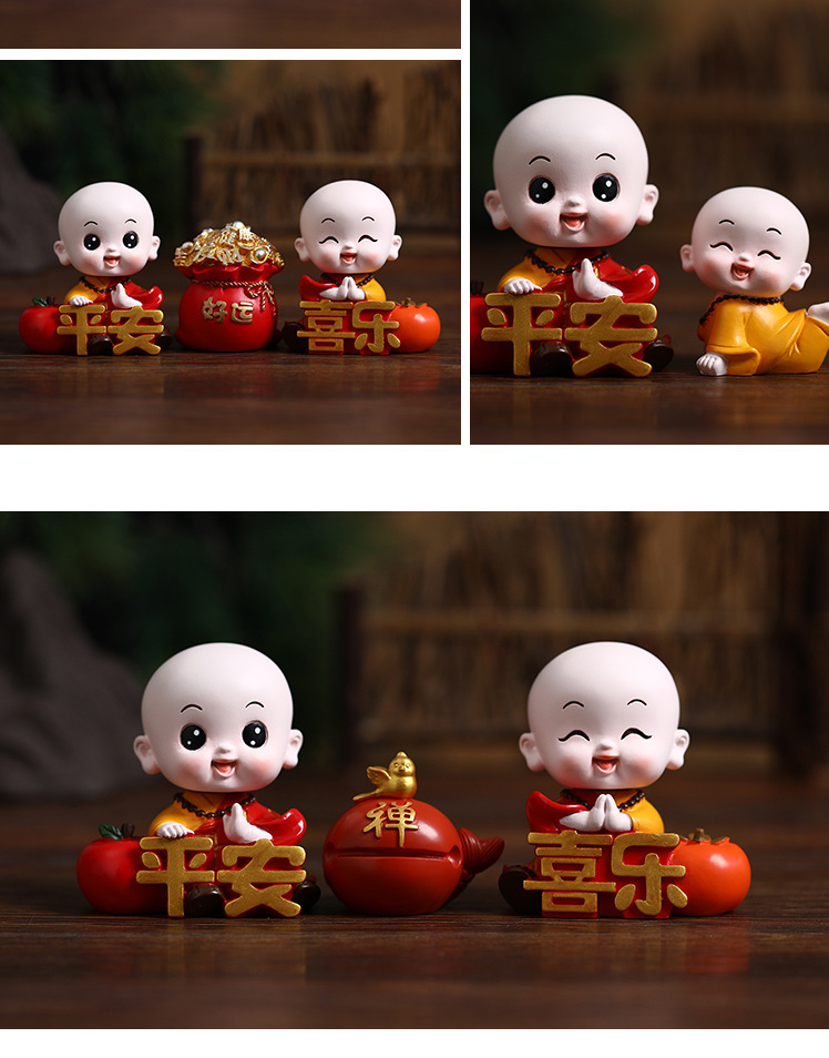 摇头小和尚汽车摆件车载用品创意可爱小沙弥禅意和尚装饰品公仔详情8