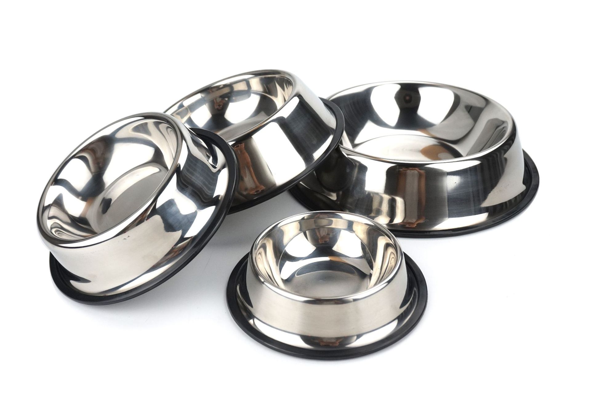 Stainless steel pet bowl logo, anti-slip and shock-resistant pet supplies, cross-border dog food bowl, tableware, natural color dog bowl pic 3