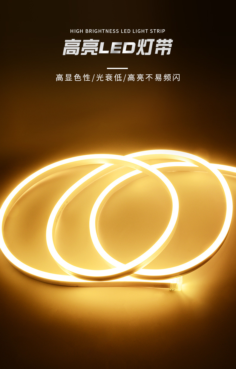 LED柔性霓虹灯带12v/220v RGB七彩变色做字硅胶KTV招牌创意软灯条详情2
