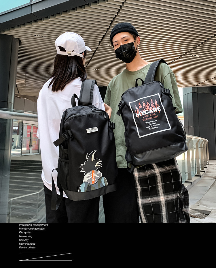 2021 Korean version fashionable couple style cartoon print cool backpack, large-capacity trendy schoolbag for junior and senior high school students pic 17
