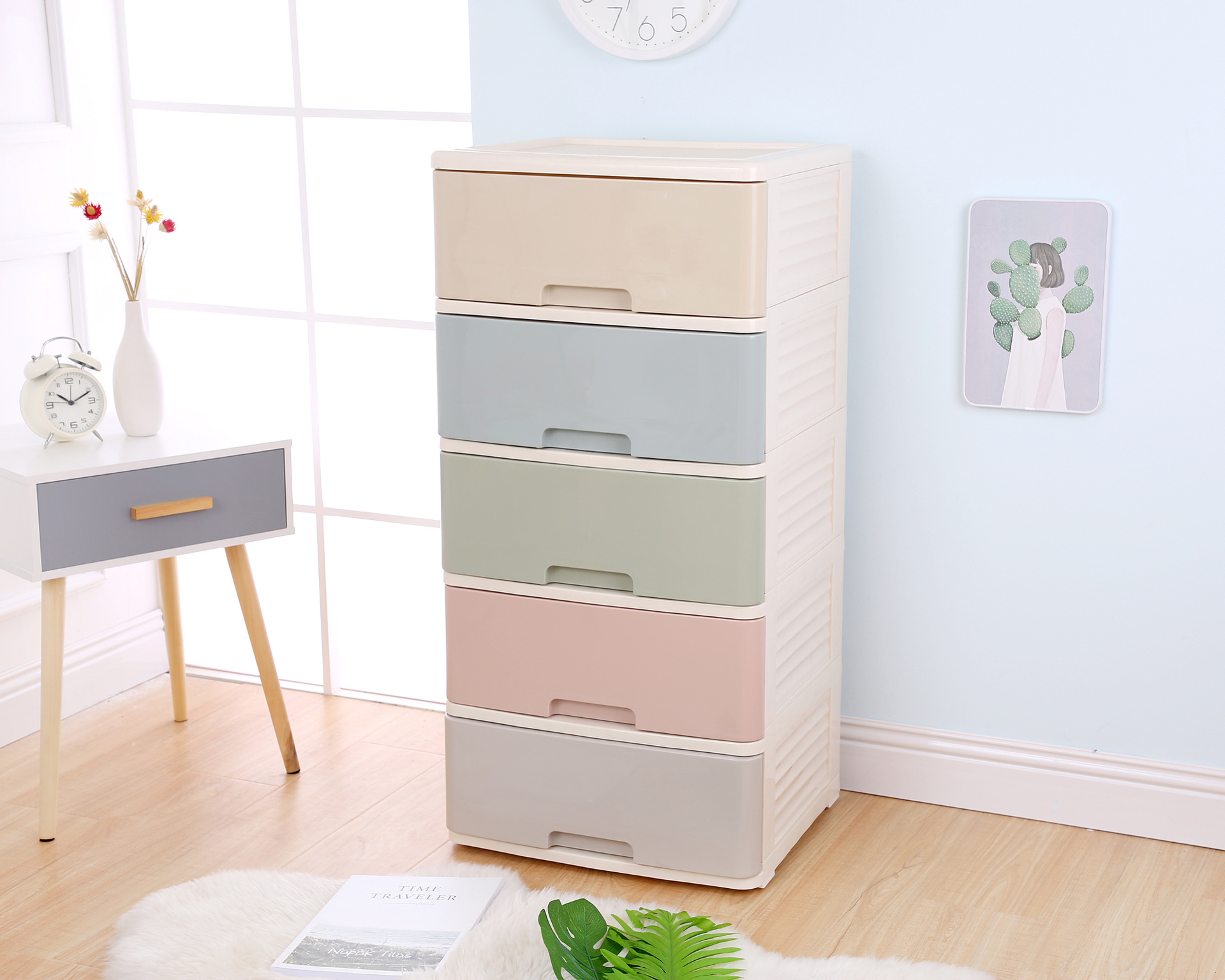 Drawer-type storage cabinet, plastic storage box for household items, storage and organization box, thickened cartoon plastic pic 1