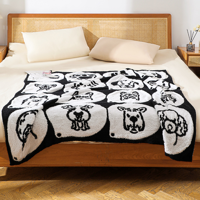 National trend A-class half-pile blanket cartoon puppy sofa blanket, winter soft thickened warm office nap blanket cover blanket pic 3