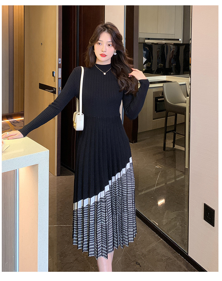 秋冬新款半高领小香风打底裙羊毛连衣裙女内搭针织裙子修身毛衣裙详情67