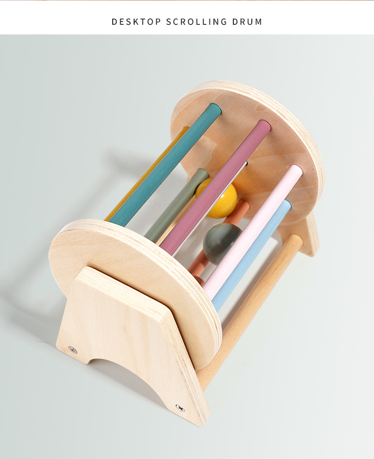 蒙氏教具蒙特梭利木制纺织鼓滚动鼓 0-3岁婴幼儿早教益智玩具详情10